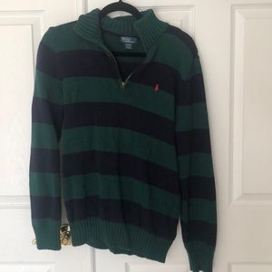 Ralph Lauren green blue striped sweater small